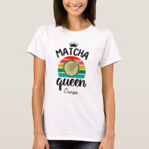 T-shirt femme matcha queen rétro vintage sunset