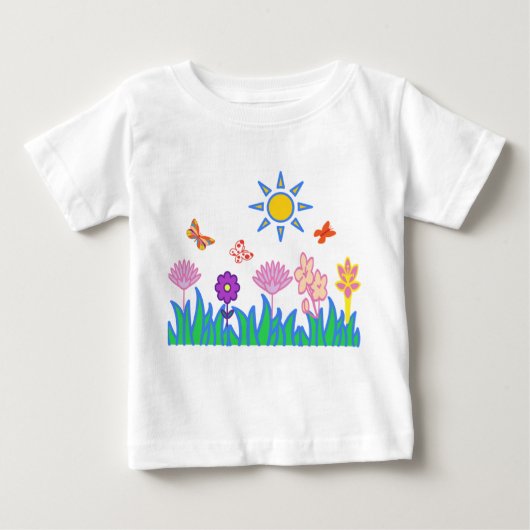 T shirt flores mariposas sol naturaleza Camiceta ベビーTシャツ (正面)