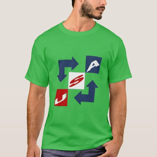 T-shirt foncé vert trèfle DESIGN USA Tシャツ (正面)