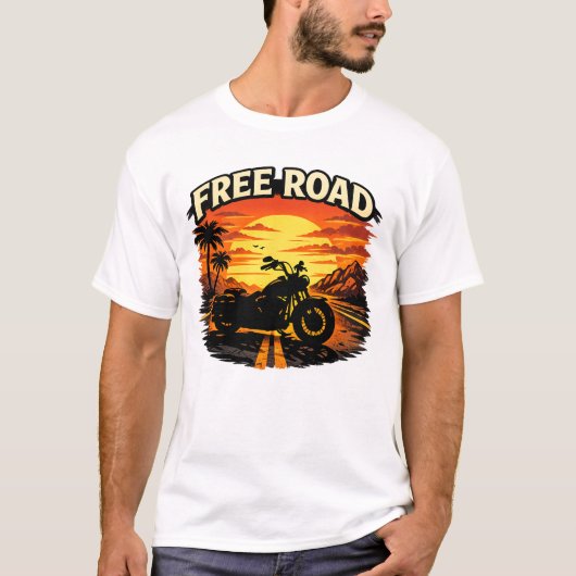 T-shirt Free Road for biker motorcycle Tシャツ (正面)