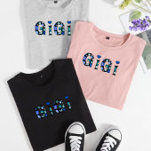 T-shirt gigi for grandma with hearts and flowers tシャツ