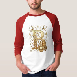 T-Shirt Gold Letter B Luxury Snowman Raglan 3/4 Tシャツ