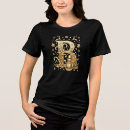T-Shirt Gold Letter B Luxury Snowman Tri-blend トライブレンドＴシャツ