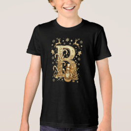 T-Shirt Gold Letter B Luxury Youth Triblend Black トライブレンドＴシャツ