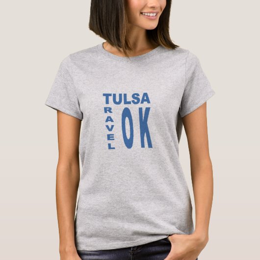 T-shirt gris femme TULSA VOYAGE OKLAHOMA Tシャツ (正面)