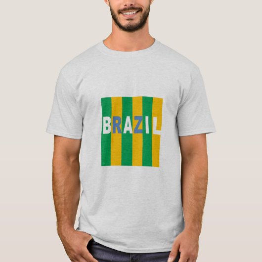 T-shirt gris homme DESIGN BRAZIL Tシャツ (正面)