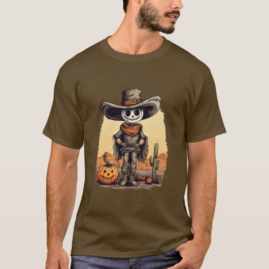 T-shirt Halloween Skeleton Citrouille Tシャツ (正面)