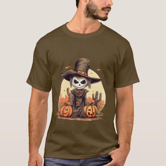 T-shirt Halloween Skeleton Citrouille Tシャツ (正面)