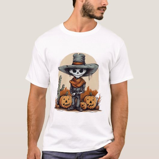 T-shirt Halloween Skeleton Citrouille Tシャツ (正面)