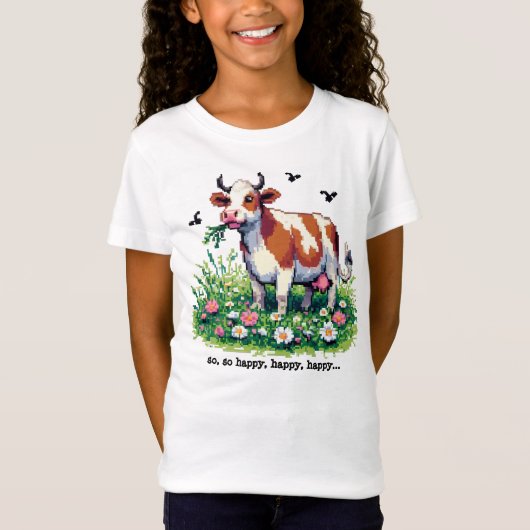 T-Shirt "Happy Cow" Pixel-Art Tシャツ (正面)