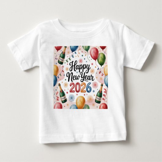 T-Shirt-Happy New Year 2026 Matching Family ベビーTシャツ (正面)