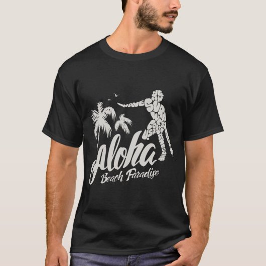 T-shirt homme. Aloha. Beach paradise. Hawaï Tシャツ (正面)