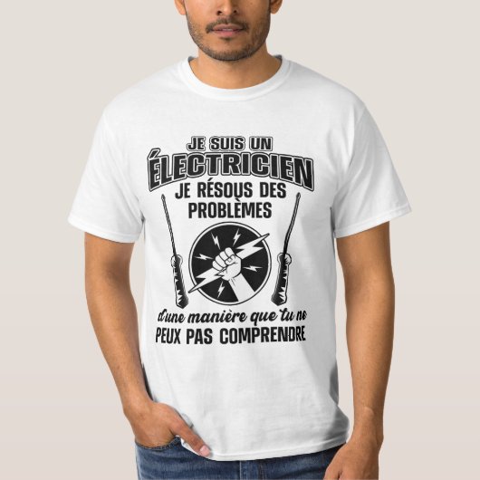 T-shirt Humour électricien Tシャツ (正面)