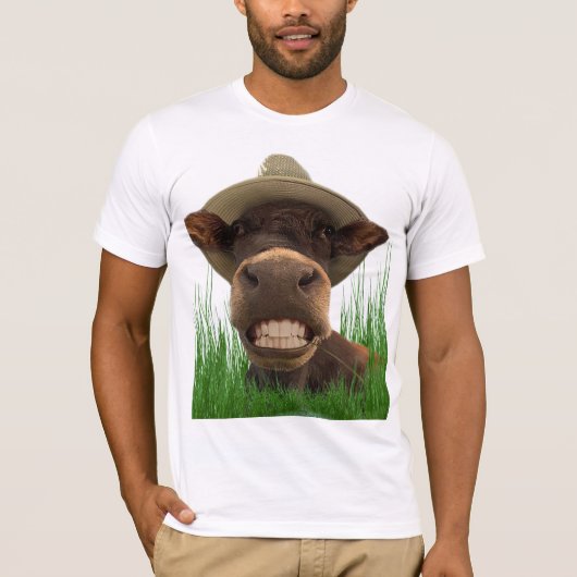 T-shirt humour vache aux dents blanches tシャツ (正面)