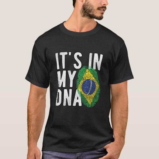 T-shirt It's in my DNA brazil Flag Fingerprints Tシャツ (正面)