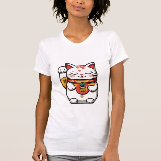 T-Shirt Japanese Lucky Cat (Maneki-neko) Tシャツ (正面)
