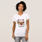 T-Shirt Japanese Lucky Cat (Maneki-neko) Tシャツ (正面フル)