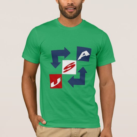 T-shirt jersey vert gazon homme DESIGN USA Tシャツ (正面)
