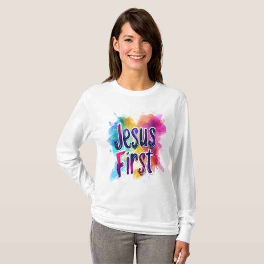 T-shirt "Jesus First" basique à manches longues Tシャツ (正面フル)