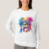 T-shirt "Jesus First" basique à manches longues Tシャツ (正面)
