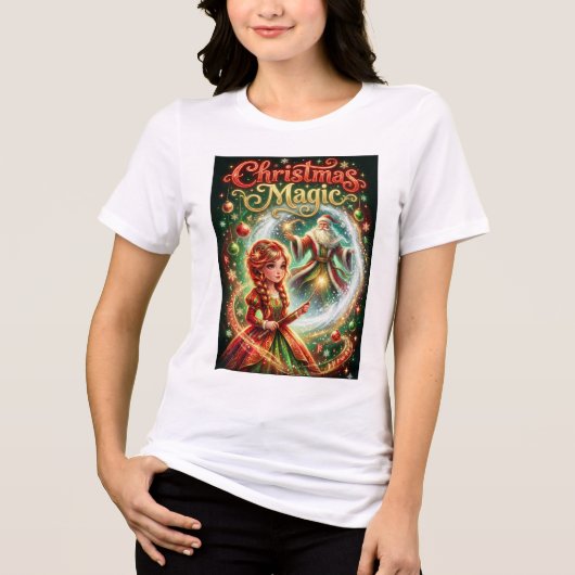 T-Shirt Magical Christmas Fantasy with Santa トライブレンドTシャツ (正面)
