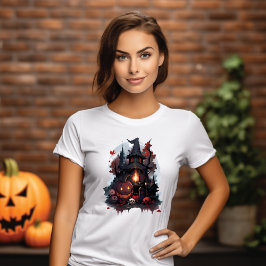 T-shirt Maison Hantée & Citrouilles Halloween Tシャツ