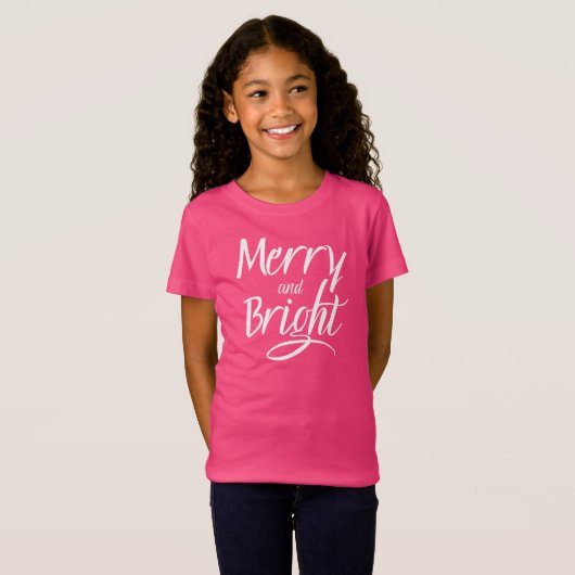 T-Shirt : Merry and Bright (pink) Tシャツ (正面フル)