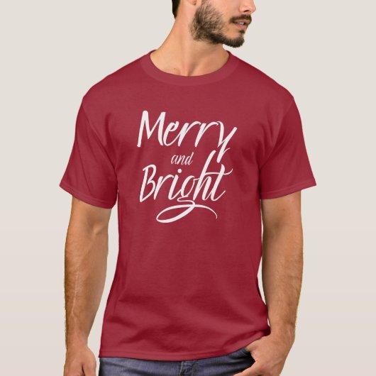 T-Shirt : Merry and Bright (red maroon) Tシャツ (正面)