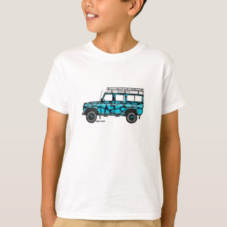 T-shirt met stoere Defender in blauwe giraf print Tシャツ