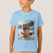 T-Shirt mit Teddybär mit Sonnenbrille im Schnee Tシャツ (正面)