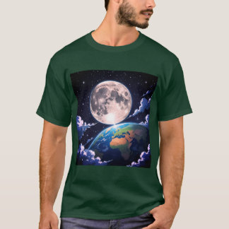 T-Shirt "Moon And Planet Earth" Tシャツ