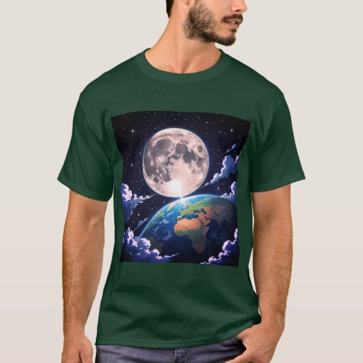 T-Shirt "Moon And Planet Earth" Tシャツ (正面)