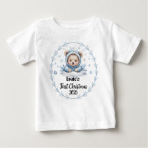 T-Shirt-Personalized Baby First Xmas 2025-Boy