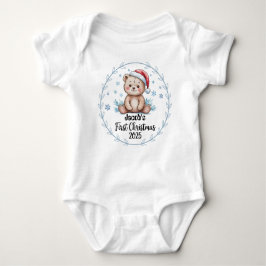 T-Shirt-Personalized Baby's First Xmas 2025-Boy ベビーボディスーツ