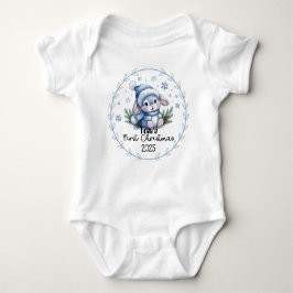 T-Shirt-Personalized Baby's First Xmas 2025-Boy ベビーボディスーツ