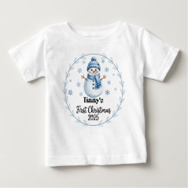 T-Shirt-Personalized Baby's First Xmas 2025-Boy ベビーTシャツ