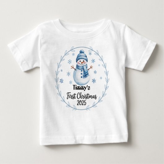 T-Shirt-Personalized Baby's First Xmas 2025-Boy ベビーTシャツ (正面)