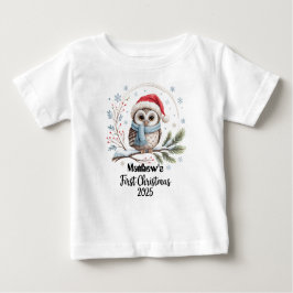 T-Shirt-Personalized Baby's First Xmas 2025-Boy ベビーTシャツ