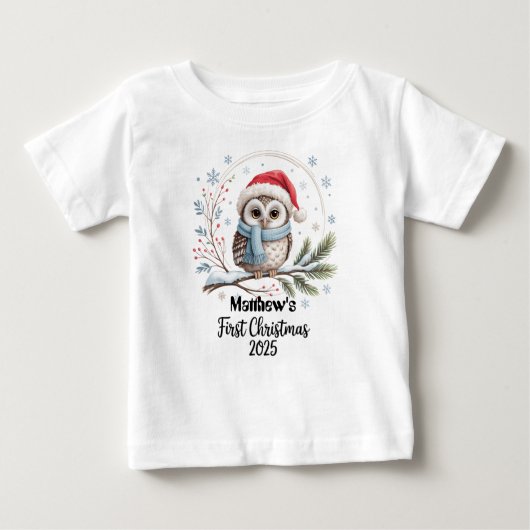 T-Shirt-Personalized Baby's First Xmas 2025-Boy ベビーTシャツ (正面)