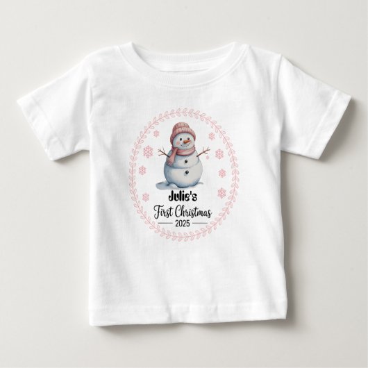 T-Shirt-Personalized Baby's First Xmas 2025-Girl ベビーTシャツ (正面)