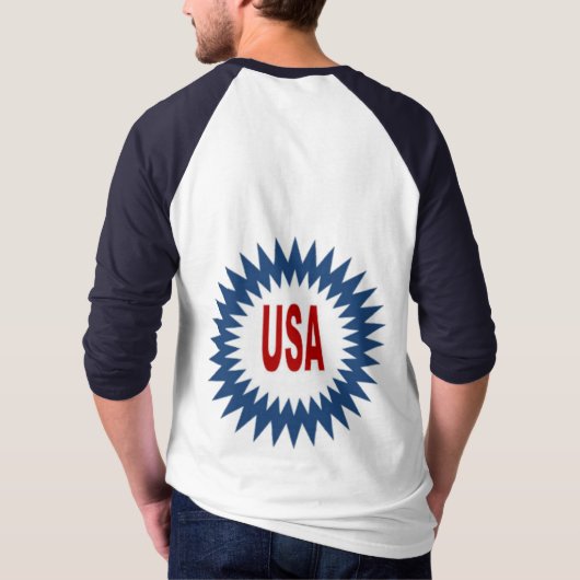 T-shirt raglan blanc marine dos homme  SUN  USA Tシャツ (裏面)