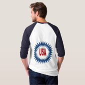 T-shirt raglan blanc marine dos homme  SUN  USA Tシャツ (裏面フル)