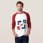 T-shirt raglan blanc rouge homme DESIGN USA Tシャツ (正面フル)
