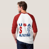 T-shirt raglan blanc rouge homme USA ATHLETISM Tシャツ (裏面フル)