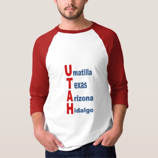 T-shirt raglan blanc rouge TOURISM WEST USA Tシャツ (正面)