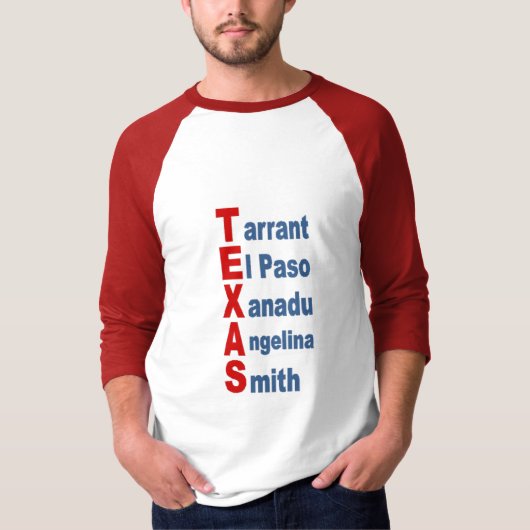T-shirt raglan blanc rouge TOURISME TEXAS Tシャツ (正面)