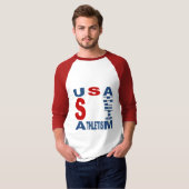 T-shirt raglan blanc rouge USA ATHLETISM Tシャツ (正面フル)