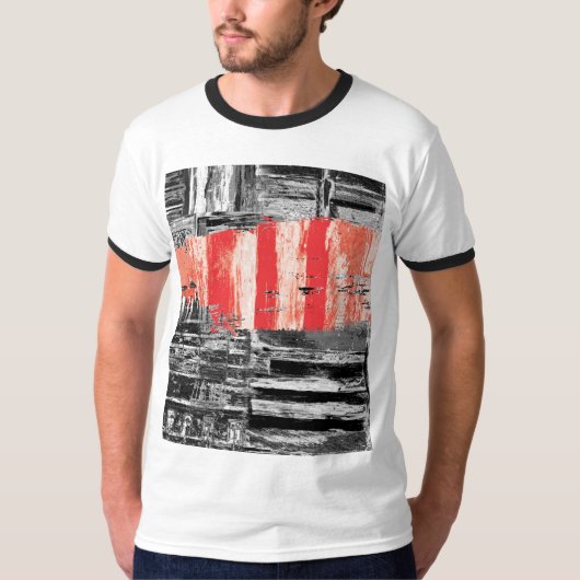 T-Shirt – Red Pulse Abstract Design Tシャツ (正面)