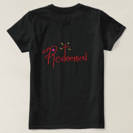 T Shirt ‘Redeemed’ Hand Drawn Text Cross Hearts Tシャツ