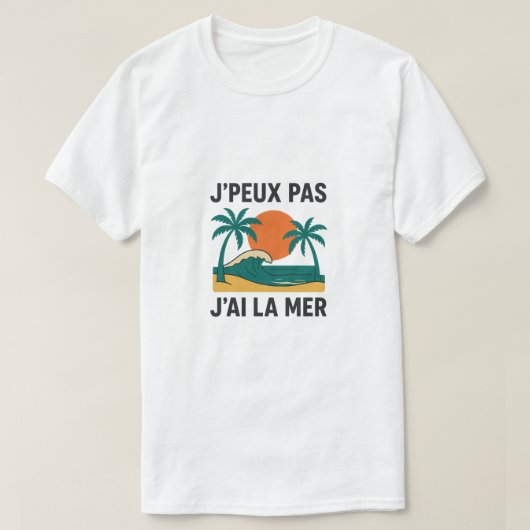 T-shirt rétro plage – Vacances & Été Tシャツ (デザイン正面)